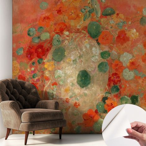 Tapete Selbstklebend - abwaschbar - Tapete mit Motiv - trendige Wanddeko - elegant Fototapete Abstrakte Blumen 250x250 cm (1/5)