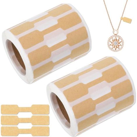 Etiquetas autoadhesivas para joyería,1000 unidades,6,5 x 1,2 cm,adhesivo removible,uso profesional y personal para anillos,collares y pulseras (1/5)