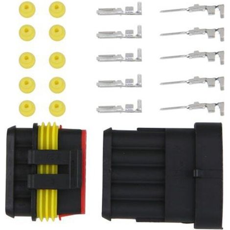 Juego de 5 conectores impermeables de 5 polos para coches y barcos.