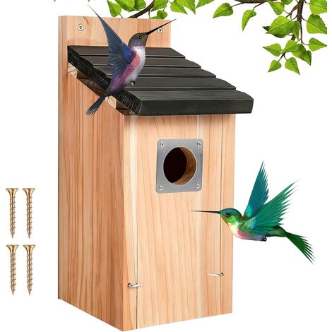 Nichoir Oiseaux Extérieur Résistant aux Intempéries – Nichoir Mésange en Bois à Suspendre avec Protection Anti-Prédateurs – Maison Oiseaux Extérieur pour Oiseaux Sauvages du Jardin (1/5)