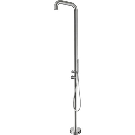 Doccia da esterno in acciaio inossidabile 316 L, acqua calda e fredda, doccetta, acciaio spazzolato (TS1013)