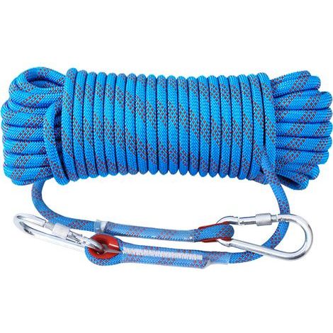 20m 8mm Corde De Sécurité Extérieure, Corde Escalade Corde De Sauvetage Corde D'Évacuation Corde D'escalade D'extérieur Avec Mousqueton Escalade Nylon Pour Randonnée Sport Et Camping