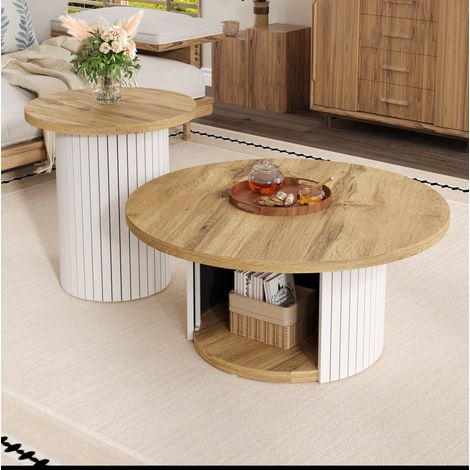 REDOM - Table basse 75x75x50cm ensemble pratique MDF avec rangement naturel (1/5)