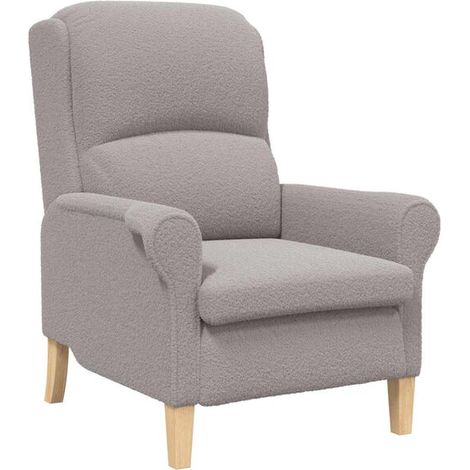 Fauteuil à accoudoirs en tissu sherpa doux – Siège confortable gris clair pour salon, bureau ou chambre – Design moderne et ergonomique (1/5)