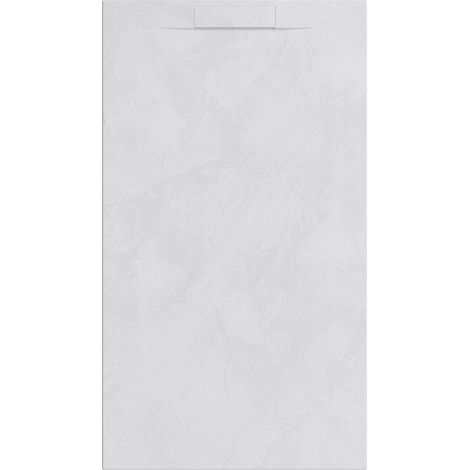 Mineralguss-Duschwanne extra flach Spachteloptik KORAL weiss 100x100 cm Auslaufschutz in Farbe