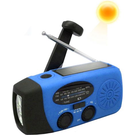 2000-mAh-Notfallradio mit Handkurbel und Taschenlampe – Solarbetriebene Wetteranzeige mit USB-Ladefunktion für Camping und Wandern (1/5)