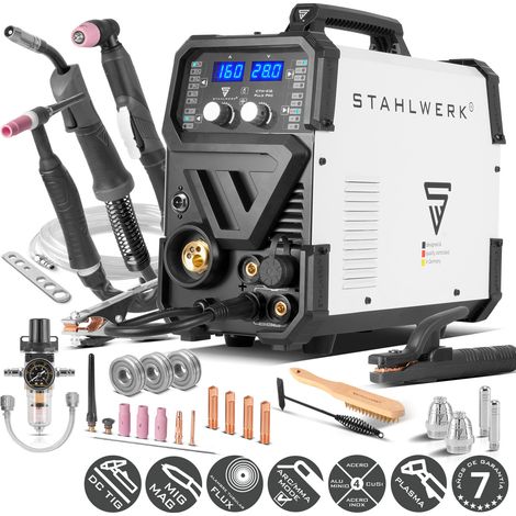 STAHLWERK Soldadora combinada 6 en 1 CTM-416 Puls Pro – CUT, TIG, MIG/MAG, PULSO, MMA (Electrodo/ARC), FLUX hasta 160 A, cortadora de plasma hasta 40 A, encendido HF, función de pulso, luz LED (1/5)
