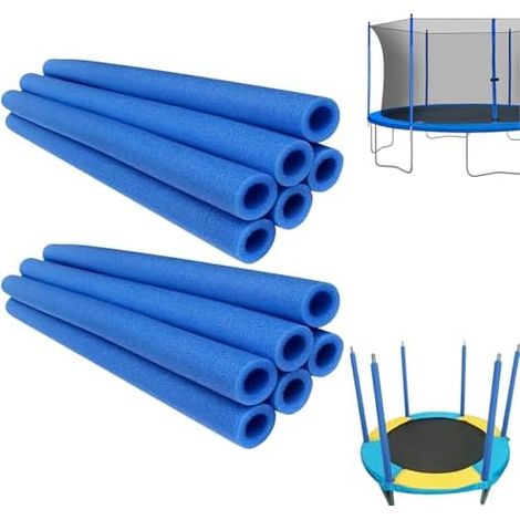 12 Pièces Trampoline À Tubes en Mousse Housse De Coussinets Protection pour Poteaux Trampoline, Rembourrage Remplacement Résistant Accessoires Intérieur Extérieur Bleu -