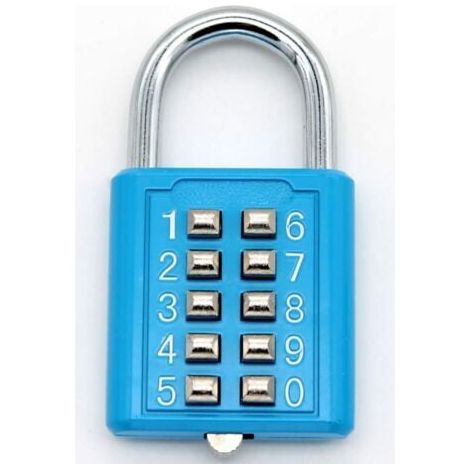 Cadenas en acier inoxydable avec combinaison de 10 chiffres pour le verrouillage du mot de passe (bleu) , sans clé pour le terrain de sport et le vestiaire (1/5)