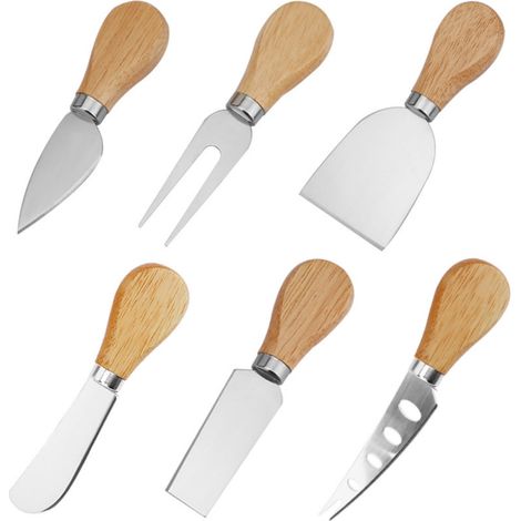 Couteaux À Fromage - Ensemble De 6 Pièces En Acier Inoxydable Et Bois D'Acacia - Pour Plateau De Fromages Et Charcuterie - 6 Pièces (1/5)