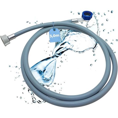 Tuyau d'arrivée d'eau flexible 3,0m – Raccord 3/4' coudé/droit avec joint – Pour lave-linge et lave-vaisselle (1/5)