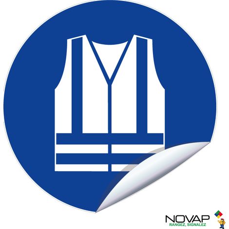 Panneau Obligation de porter un gilet de haute visibilité - Adhésif Ø180mm - 4231020