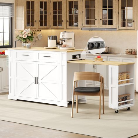 Mobile cucina con piano estraibile 130x50x93 cm OKMYHOME (1/5)