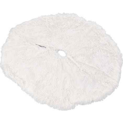 Jupe de sapin de Noël blanche, sophistiquée, dense, écologique et luxueuse, en peluche. (1/5)