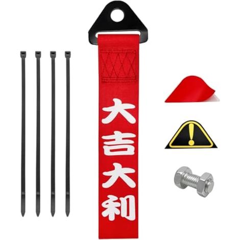 Ohleats Sangle de remorquage JDM pour Voiture - Ceinture de remorque de Course avec Slogan Chinois - Corde de Traction décorative pour Pare-Chocs Avant ou arrière - Accessoires extérieurs universels (1/5)