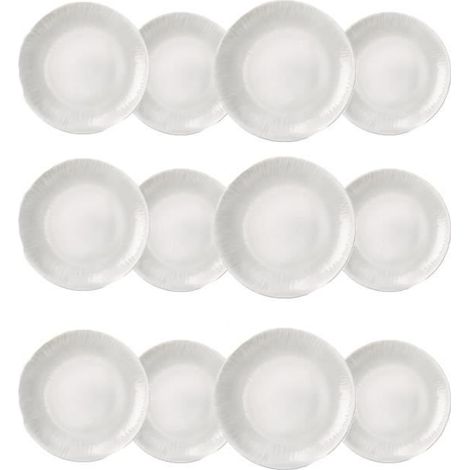 Service 12 assiettes creuses - JUANIO - Ø 20 cm - Verre opale - Blanc - Compatible micro-ondes (1/4)