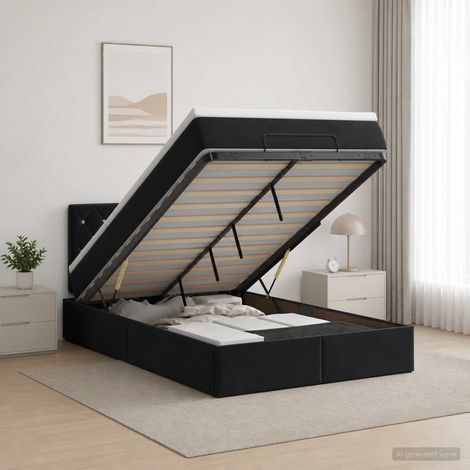 vidaXL Cama otomana con colchón Negro 120 x 200 cm Terciopelo (1/5)
