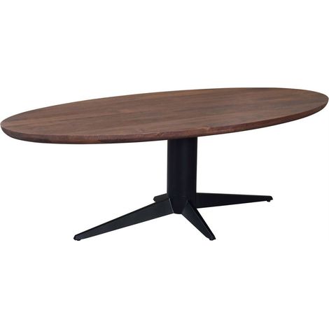 Table à manger ovale en manguier brun - brun épicé (1/5)