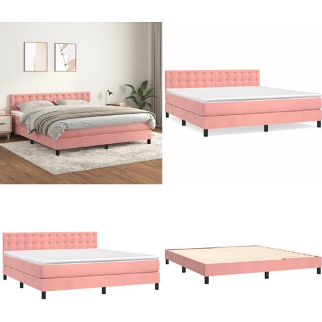 Sommier à lattes de lit avec matelas Rose 160x200 cm Velours - Lit Double - Lit Tapissier - Lit Velours - Lit Rose - Literie - Home & Living (1/5)