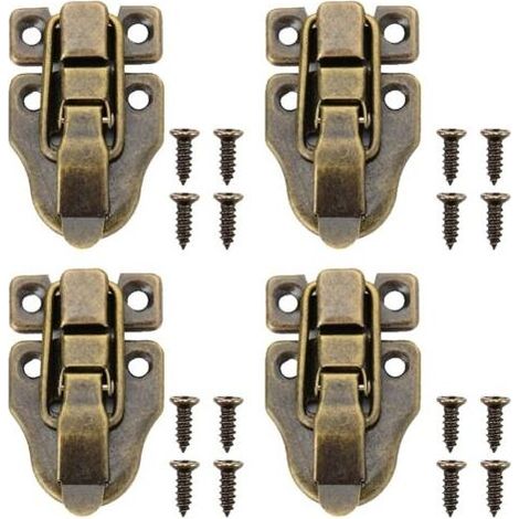 4Pcs Fermoirs pour Boite en Bois, Rétro Loquet de Fermeture Malle et Coffre, avec Vis,Loquet Boîtes Petite Taille Rétro Fermoir pour Boîte à Bijoux,Coffrets,Valises (1/5)