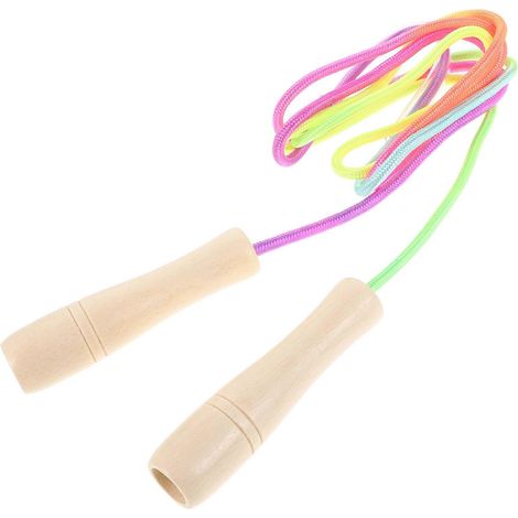 Corde à sauter d'entraînement pour enfants avec corde longue colorée et poignée en bois (1 ensemble) (1/5)