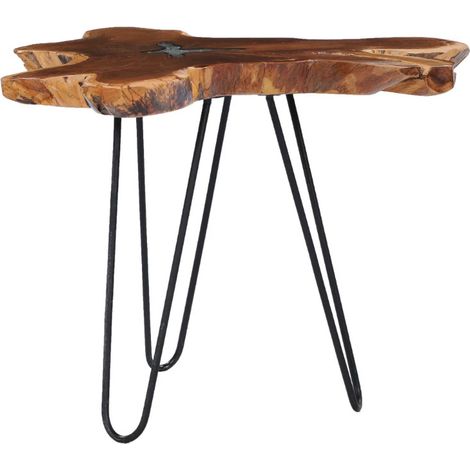 Table basse teck massif foncé et métal noir Will (1/4)