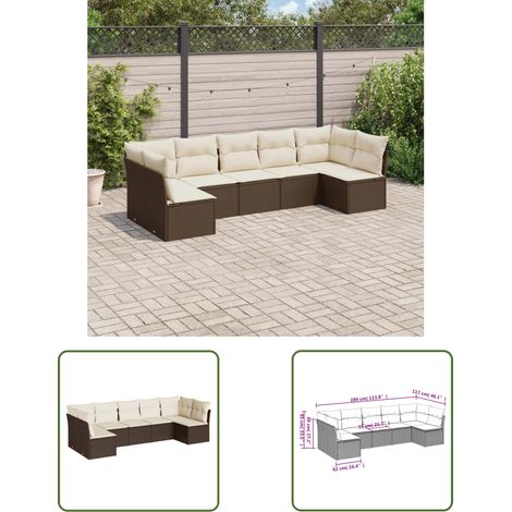 The Living Store 7-tlg. Garten-Sofagarnitur mit Kissen Braun Poly Rattan - Gartensorte - Esszimmergarnituren - Lounge Möbel - Outdoor Sofa - Gartenlounge (1/3)
