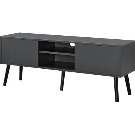 Mueble TV de diseño soporte para TV 120 cm gris oscuro negro