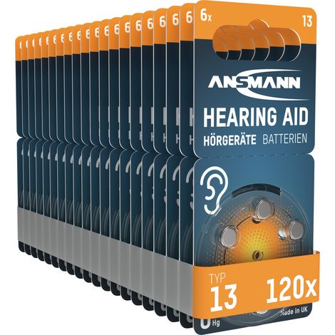 ANSMANN Hörgerätebatterien Typ 13 P13 PR48 ZL2, 120 Stück