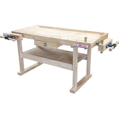 Holzmann – Établi modulable en bois massif 1600x820mm – Charge maximale 150kg – 1 tiroir et 2 vices – Pour chantiers humides et espaces confinés