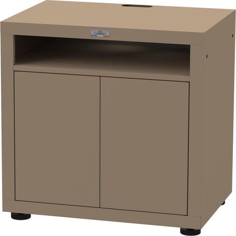 Le Marquier Mobile Piano di Lavoro con Ante 80 x 55 Cm H 79 Cm Taupe – Top Sabbia per Cucina Outdoor e Plancha