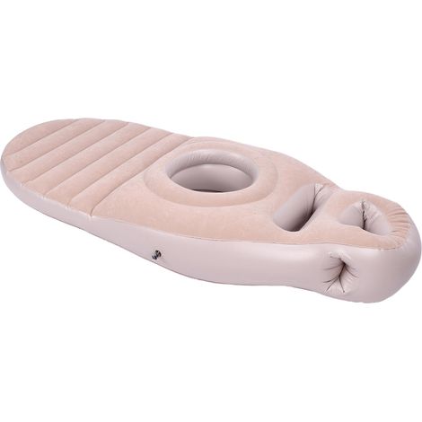 Oreiller gonflable intégral avec trou pour le ventre, confortable et léger, en PVC, pour piscine, idéal pour dormir (gris). (1/5)