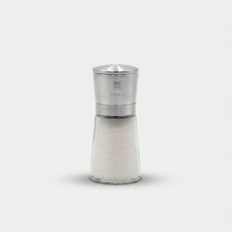 Salzmühle aus Glas und Edelstahl 13 cm (1/2)