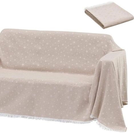 Coperta Copri Divano Piedi Letto Multiuso 230x290cm Fantastia Stelle Beige (1/3)