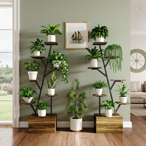 Porte Plante Interieur avec Lumières de Croissance, Étagère d'Angle 7 Niveaux 140 cm avec Tiroir de Rangement, Luminosité Réglable, Présentoir Moderne pour Plantes (1/5)