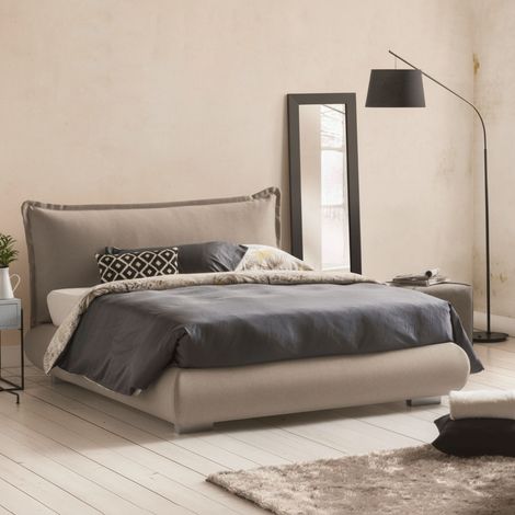 Talamo Italia Cama matrimonial Ilenia, Cama contenedor con tapizado de tela y cabecero, 100% Made in Italy, Apertura frontal, adecuado para colchón 160x190 cm, Gris, con embalaje reforzado (1/5)
