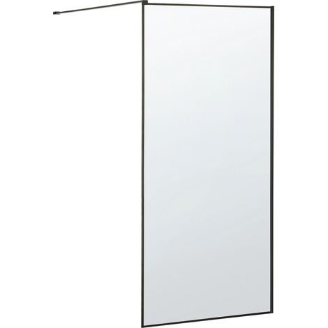 Schermo Doccia in Vetro Temperato Telaio Acciaio Inox Nero 90 x 190 cm Waspam