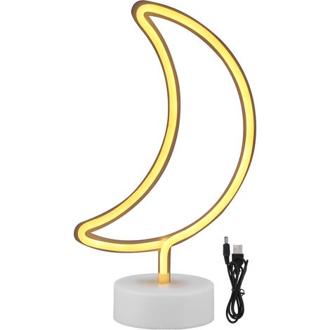 Moon Shape Neon Light Neon Sign with Base for Bedroom Party Birthday Gift USB/Battery Powered