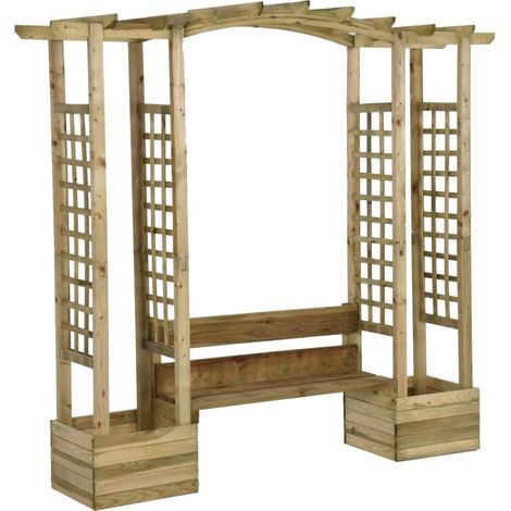 Pergola de jardin avec banc et jardinières Bois de pin imprégné 2 (1/5)