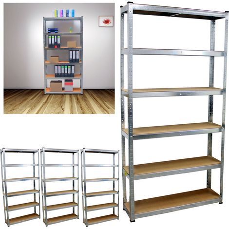 TRUTZHOLM Schwerlastregal 4er Set 200x100x30 cm verzinkt 900 kg mit 6 Böden (1/5)