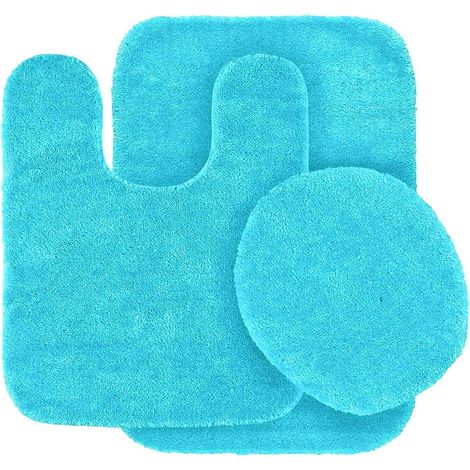 3er-Set Badematten/WC-Sitzbezüge, rutschfest, türkis (Farbe Nr. 6), superweich für die Badezimmerdekoration