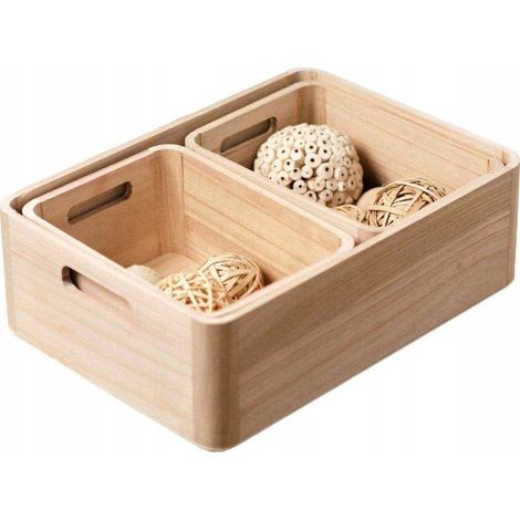Oggi Set di 3 scatole di legno naturale