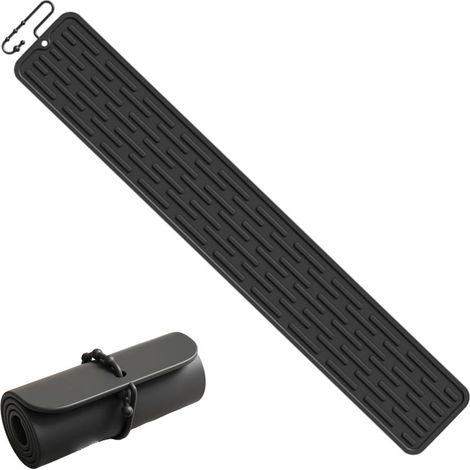 Tapis d'égouttage étroit en silicone pour bar, antidérapant, protège l'évier et l'égouttoir, 55 x 8 cm, noir (1/4)