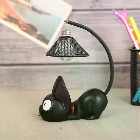 HONORNIC - Lampe de bureau artisanale en résine, veilleuse chat Gigi, cadeau décoratif pour la maison, lampe de table pour garçons