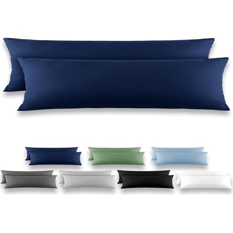 Taie de Traversin 40x145 Bleu foncé - Lot de 2 Taies d'Oreillers 40 x 145 Carré en Microfibre Brossée, Housse Oreiller Coussin Oreiller avec sa Fermeture à Rabat (sans Fermeture Éclair) (1/5)