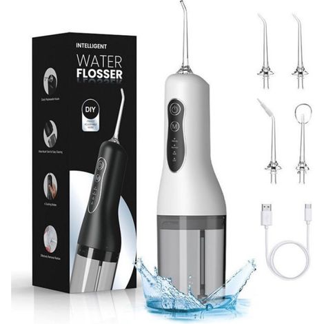 Irrigateur Dentaire - 4 Modes - 6 Buses Incluses - Réservoir 300 ml - Étanchéité IPX7 - Rechargeable USB - Autonomie 30 Jours - Pour Hygiène Bucco-Dentaire (1/5)