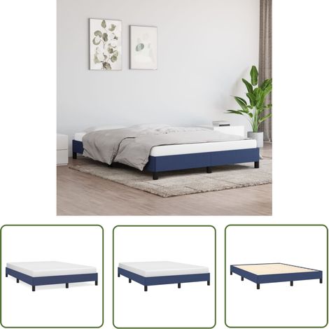 The Living Store Bettgestell ohne Matratze Blau 140x200 cm Stoff - Bettrahmen - Doppelbett - Blau - Lattenrost - Holzrahmen (1/5)