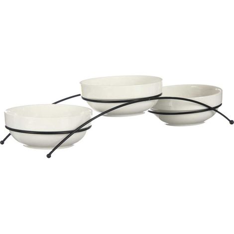 Set aus 3 Porzellanschalen auf einem Ständer