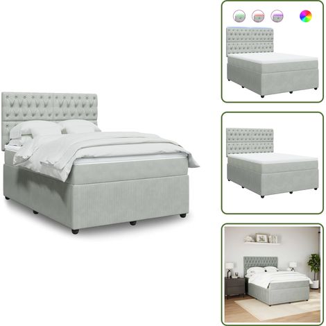 Sommier à lattes de lit et matelas Gris clair 140x190cm Velours - Sommier À Lattes De Lit - Sommiers À Lattes De Lit - Lit - Meuble De Chambre À Coucher (1/5)