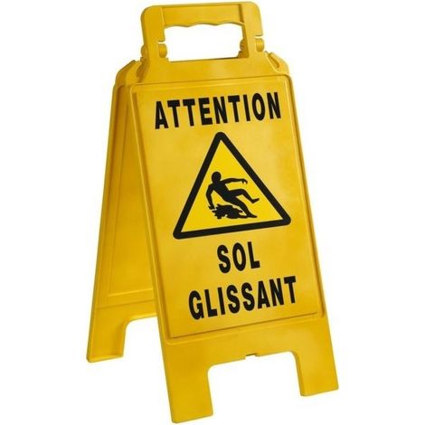 Chevalet pliable de signalisation jaune attention sol glissant 580